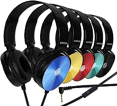 Classroom Headphones-Bulk 25-Pack, with Microphone Student On Ear Comfy Swivel Earphones for Library, School, Airplane, Kids-for Online Learning and Travel, HQ Stereo Sound 3.5mm Jack (Colored Set) - Image 1