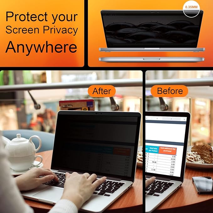 Mamol Magnetic Privacy Screen for MacBook Pro 13 Inch(2016-2022, M1, M2), Anti Glare Blue Light Filter with Camera Cover, Anti Spy Laptop Screen Protector