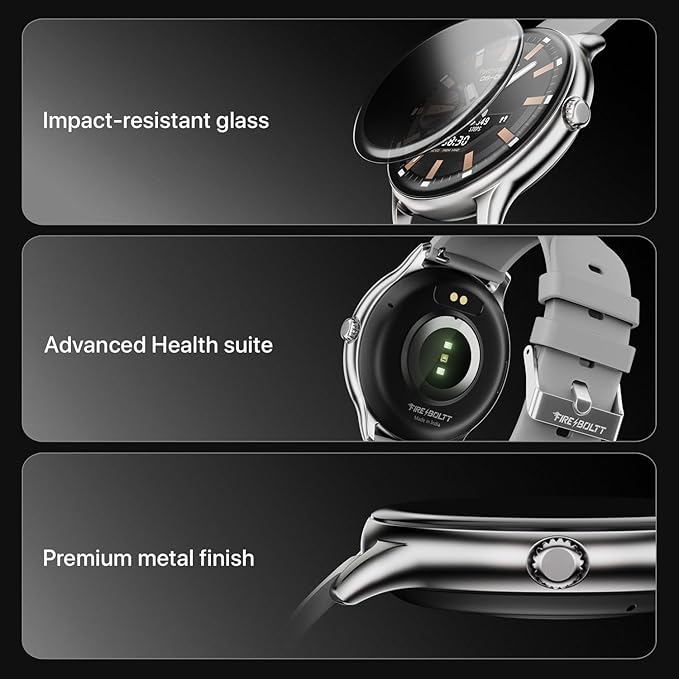 Fire-Boltt Phoenix Pro 35.3mm (1.39 inch) Bluetooth Calling Smart Watch, AI Voice Assistant, Metal Body with 120+ Sports Modes, SpO2, Heart Rate Monitoring. (Silver Grey)