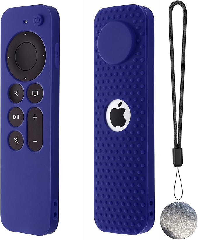 Silicone Remote Case for Apple TV 4K 2nd Gen 2021 Siri Remote Anti-Slip Durable Silicone Cover Magnetic Protective Sleeve Shockproof Remote Case（Dark Blue
