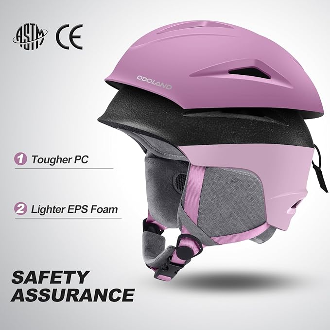 Odoland Ski Helmet, Snowboard Helmet with Ski Goggles for Adults and Youth, Audio Compatible, Shockproof, Windproof, Safety Snow Sports Helmet and Protective Glasses for Men Women