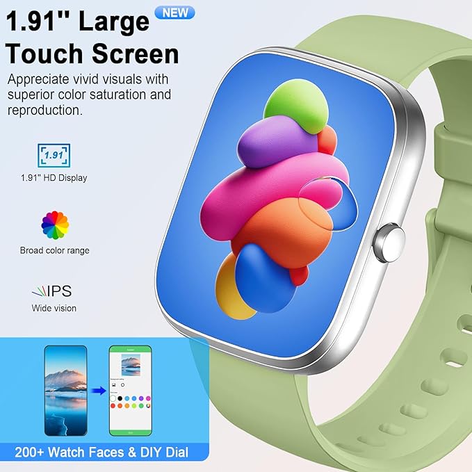 Smart Watch for Men Women(Answer/Make Call), 2026 New1.91"HD Smartwatch with Heart Rate/Sleep Monitor/Pedometer/Calories Fitness Watch 110+ Sport Modes IP68 Waterproof Activity Tracker for Android iOS