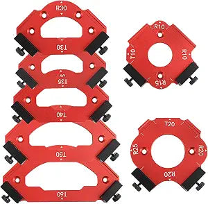 7 Pcs Router Corner Radius Jig Template Kit | 3-in-1 Aluminum Alloy Guide for R10 R15 R20 R25 R30 R35 R40 R50 R60 & T10 T20 T30 T35 T40 T50 T60 | Use with Handheld Router and Router Table