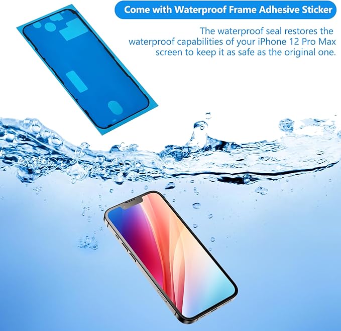 for iPhone 12 Pro Max Screen Replacement 6.7 Inch, Diykitpl 3D Touch LCD Digitizer Screen for A2342, A2411, A2412, A2410 with Repair Tools Kit+Screen Protector+Waterproof Frame