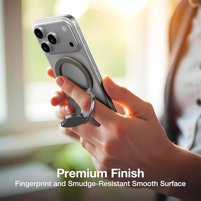 AMAZINGthing [Titan PRO MagFlex Grip Removable Phone Grip & Kickstand, Dual-Magnetic Mount, MagSafe-Compatible for iPhone 17/16/15/14/13/12 and MagSafe Cases Gray