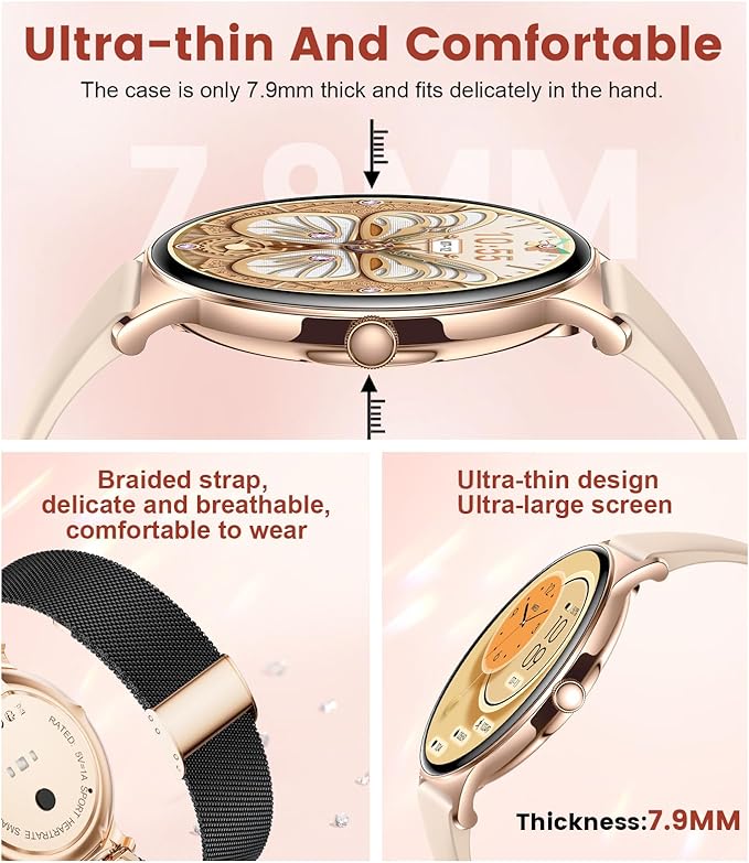 LIGE Smart Watches for Women with Answer/Make Calls, 1,43" HD AMOLED Smart Watch with 120+Sports Fitness Tracker/Calorie, IP68 Waterproof Reloj Inteligente para Mujer, Android iOS SmartWatch