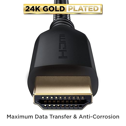 PowerBear 4K HDMI Cable 30 ft | Long Hdmi Cable, Braided Nylon & Gold Connectors, 4K @ 60Hz, Ultra HD, 2K, 1080P, ARC & CL3 Rated | for Laptop, Monitor, PS5, PS4, Xbox One, Fire TV, & More