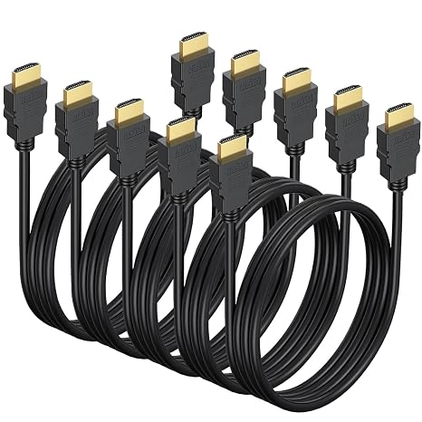 Short HDMI Cable 1 FT 5-Pack, Shielded 4K HDTV Cord, Gold-Plated,3D HDR