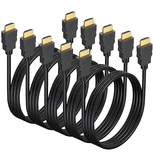 Short HDMI Cable 1 FT 5-Pack, Shielded 4K HDTV Cord, Gold-Plated,3D HDR