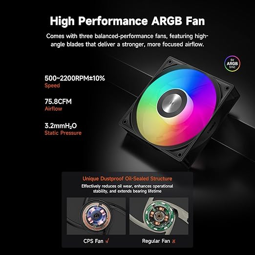 PCCOOLER Liquid CPU Cooler ARGB Display, 360mm AIO with 2.8-Inch LCD Screen, Ceramic Bearing Pump, 3×120mm ARGB PWM Fans, Aluminum Radiator, Intel LGA 1851/1700 & AMD AM5 Compatible(GT360M Black)