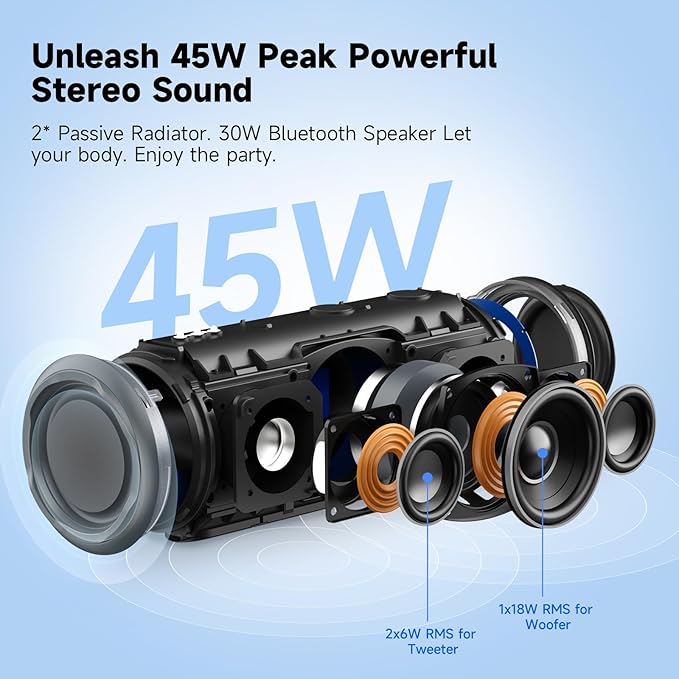 Portable Bluetooth Speaker, 30W 360° Surround Sound IPX7 Waterproof Wireless Golf Speakers,Outdoor Loud TWS Speaker for Beach,Party,Camping,Birthday Valentines Gifts