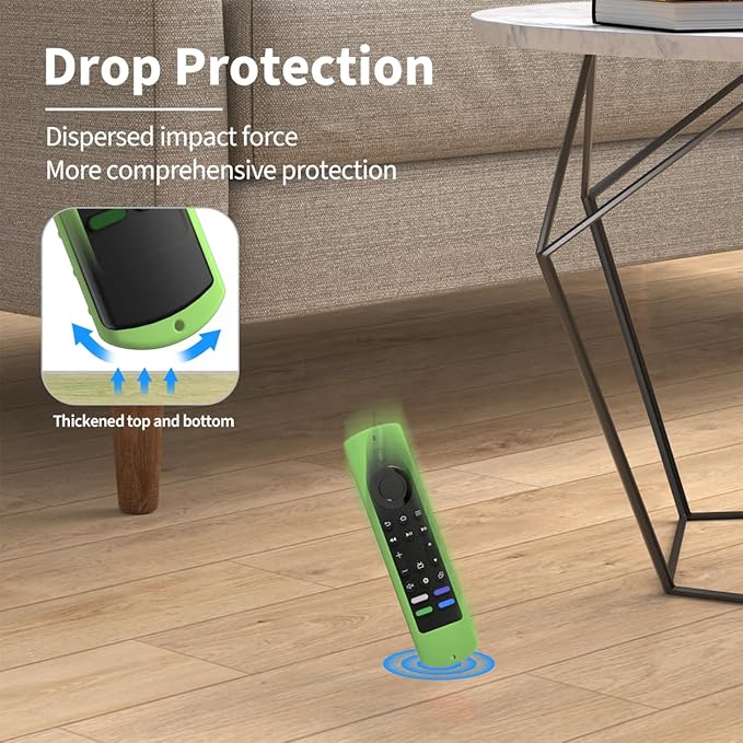 6.4 Inch Silicone Cover Compatible with Fire TV Stick 4K Max 2nd gen 2023 Remote Control,Silicone Case for Toshiba/Insignia Smart TV Remote,Anti-Slip Sleeve Cover with Lanyard (Luminousgreen)