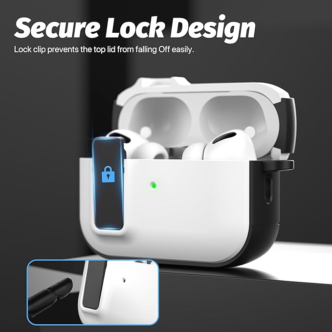 Valkit Compatible Airpods Pro 2nd/1st Generation Case with Cleaner Kit, Secure Lock Airpods Pro 2 Case Cover Magnetic Ready, Shockproof Protective Case for Airpods Pro 2nd/1st Gen(2023/2022/2019)