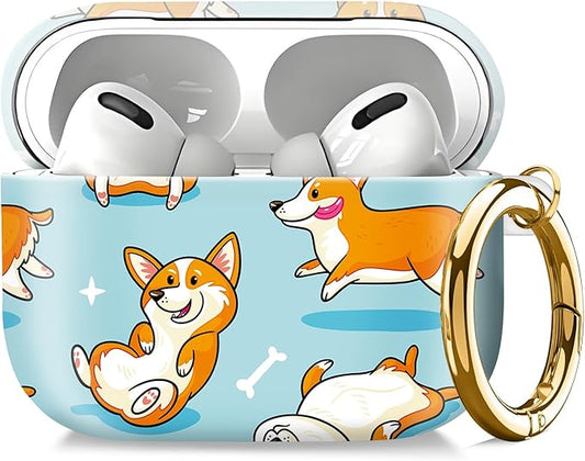 Compatible with AirPod Pro 2nd//1st Generation Case Cover with Key Chain,Full Protective Shockproof Wireless Headphone Case for Airpod Pro 2023/2022/2019（Happy Dog）