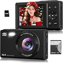 Digital Camera, 4K 44MP Autofocus Point and Shoot Camera with 16X Zoom 2.4" LCD Portable Compact Camera for Kids Teens Boys Girls Adults - Image 1
