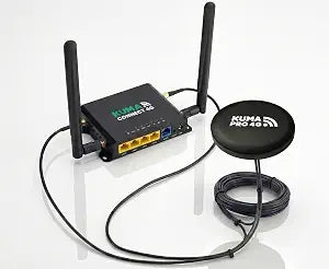 KUMA Connect PRO 4G LTE Cellular Router & RV Mobile Hotspot Kit | High Gain Weatherproof Antenna | Portable WiFi for 32 Devices SIM Card Internet | Travel Trailer Accessories & Camper Must Haves