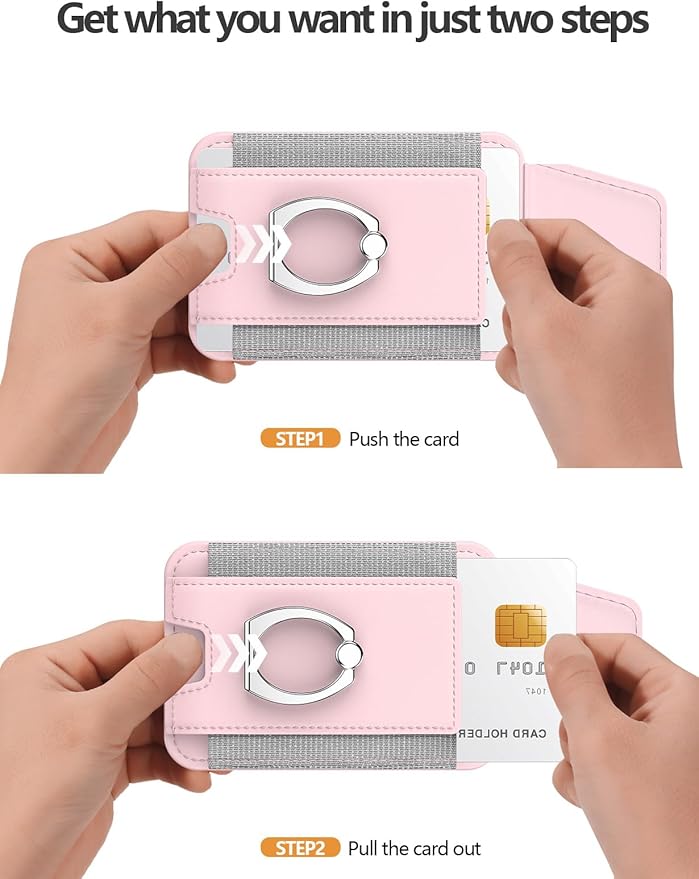 For Magsafe Wallet with Grip, 6-Card Holder, Stronger Magnetic Card Wallet Holder for iPhone 16/15, iPhone 14/13/12 Series, Leather Magnetic Phone Wallet with Privacy Flap, RFID Blocking, Pink