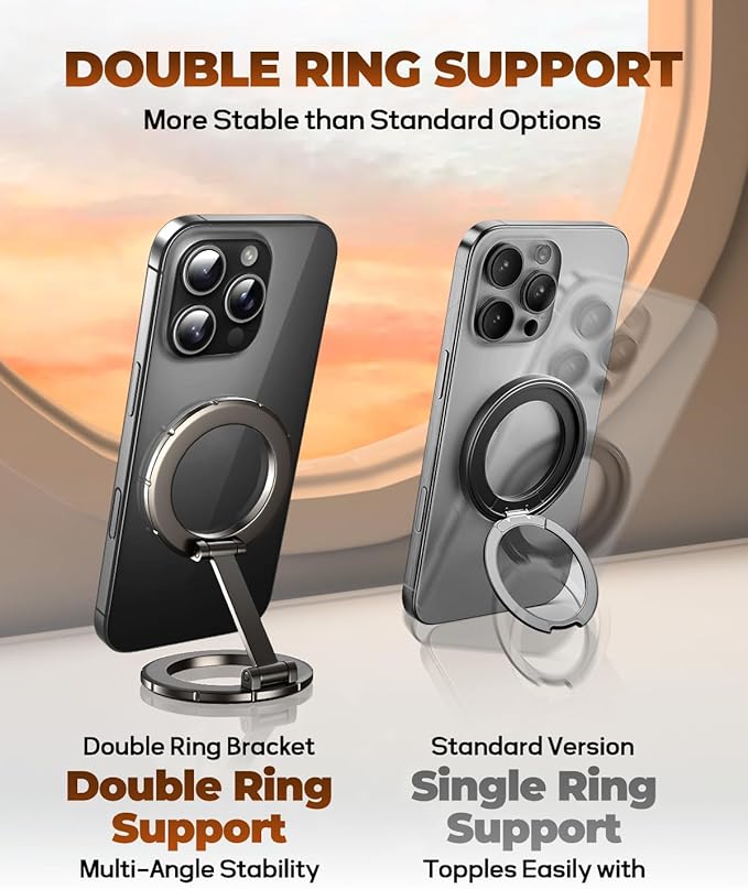 UBeesize Magsafe Phone Ring Stand, Portable Magnetic Phone Grip and Double Side Holder for Desk, Travel, Kitchen, Gym, Kickstand for iPhone 17/16/15/14/13/12 Series Case All Phones