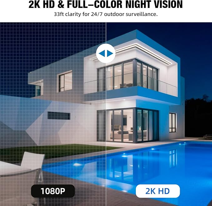 Light Bulb Security Camera, 2.4G WiFi 2K Security Cameras Wireless Outdoor Motion Detection & Alerts, Two-Way Audio, Human Detection, Color Night Vision, Bulb Camera Work with Alexa (with 64G TF card)