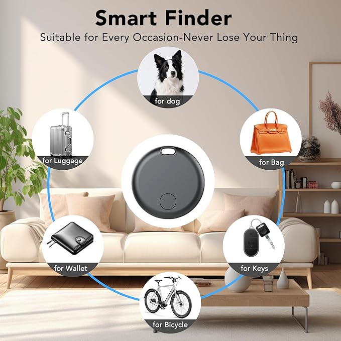Bluetooth Tracker Tag for Android 4-Pack – GPS Item Finder for Keys, Wallet & Luggage, No Monthly Fee