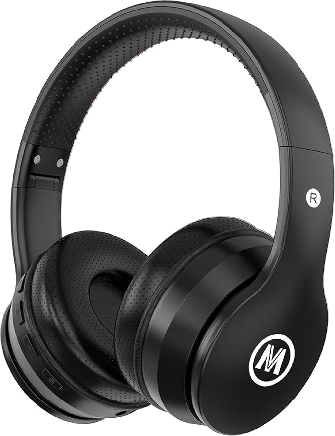 Headphones Kids Bluetooth 5.4 Wireless Play Time 68H Safe Volume Limit 85/94dB Over-Ear Foldable Headset,Fast Charging,with Aux Cord Built-in Mic for Toddler Child Pad Study Tablet Black