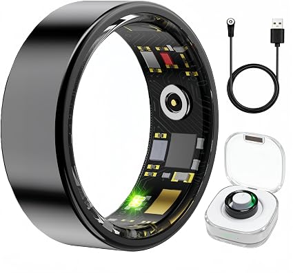 Smart Ring Health & Fitness Tracker for Men & Women, Heart Rate, SPO₂, Sleep & Activity Monitoring, IP68 Waterproof, Long Battery Life, Family Care Mode, No Subscription Fee (Black, 13)