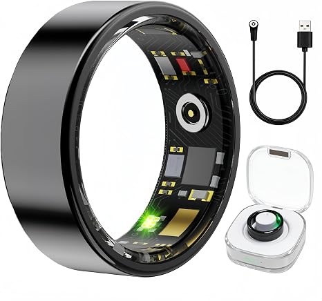 Smart Ring Health & Fitness Tracker for Men & Women, Heart Rate, SPO₂, Sleep & Activity Monitoring, IP68 Waterproof, Long Battery Life, Family Care Mode, No Subscription Fee (Black, 13)