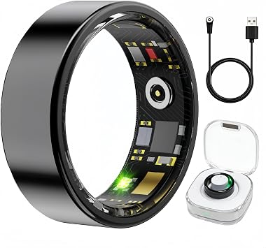 Smart Ring Health & Fitness Tracker for Men & Women, Heart Rate, SPO₂, Sleep & Activity Monitoring, IP68 Waterproof, Long Battery Life, Family Care Mode, No Subscription Fee (Black, 13)