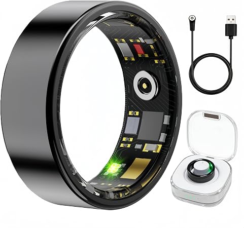 Smart Ring Health & Fitness Tracker for Men & Women, Heart Rate, SPO₂, Sleep & Activity Monitoring, IP68 Waterproof, Long Battery Life, Family Care Mode, No Subscription Fee (Black, 13)