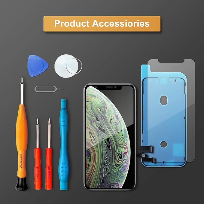 LL TRADER Screen Replacement for iPhone Xs LCD 5.8'' Retina FHD Display COF Touch Screen Digitiser with Repair Tool Kits, Waterproof Tape, Screen Protector