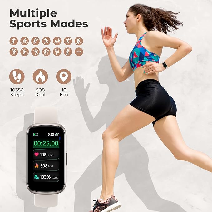 Fitness Tracker with 24/7 Heart Rate, Blood Oxygen, Sleep Monitor, 3ATM Waterproof Fitness Watch/Smart Watch/Activity Tracker, Pedometer/Step Counter, Calorie Tracker for Women Men, Starlight