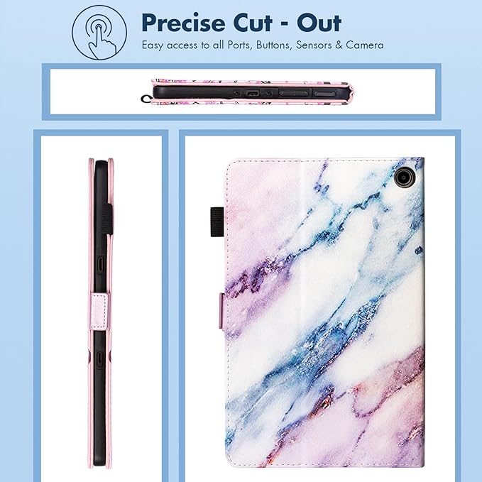 Dteck for Amazon Fire Max 11 Tablet Case 11" (13th Generation) 2023, PU Leather Shell TPU Back Cover Fold Stand Case with Auto Sleep Wake, Adjustable Viewing Angles, Cute Folio Slim Case, White Marble