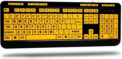 Adesso AKB-132UY Luminous 4 X Large Print USB Keyboard, Black Yellow