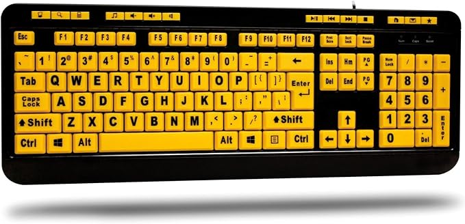 Adesso AKB-132UY Luminous 4 X Large Print USB Keyboard, Black Yellow