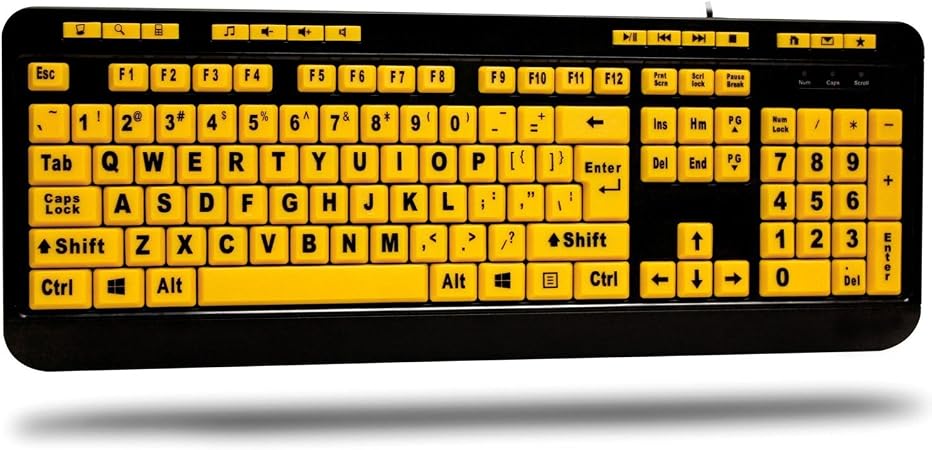 Adesso AKB-132UY Luminous 4 X Large Print USB Keyboard, Black Yellow
