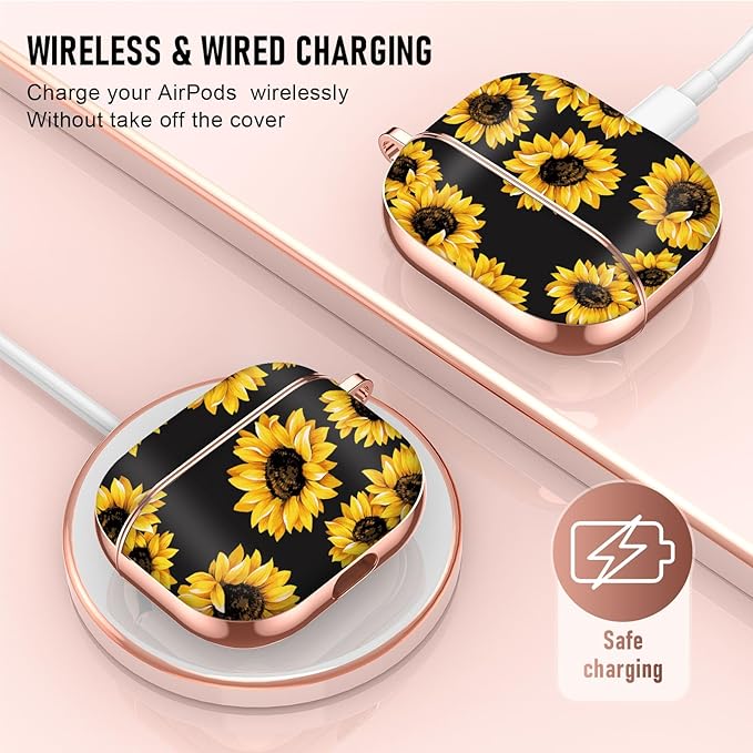 Maxjoy for AirPods 3rd Generation Case, Compatible with Apple AirPods 3rd Charging Case, Yellow Flowers