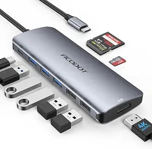USB C Hub Docking Station, 9-in-1 Multi-Port USB Adapter, 4K@60Hz HDMI, 100W Max PD, 3 USB3.0(5Gbps) + 2 USB2.0 Data Ports, SD/TF Card Reader for MacBook, iPad Pro, Dell, HP, Lenovo, Windows Laptop