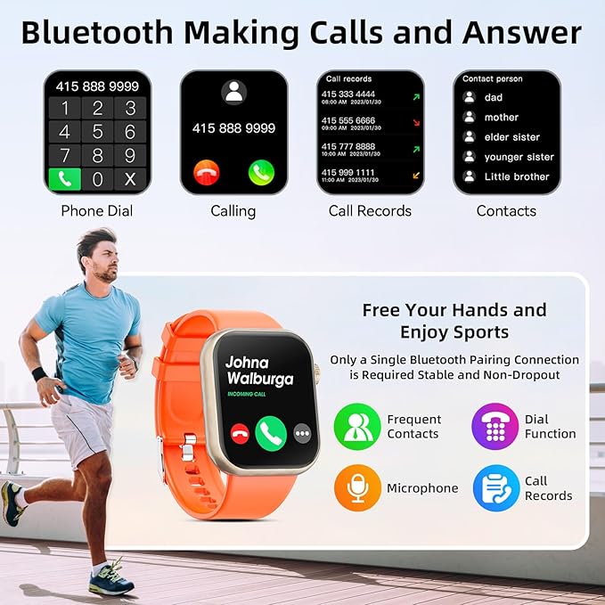 Hwagol Smart Watch (Answer/Make Call) 1.85inch Fitness Tracker, DIY Dials/Pedometer/Calories/Multiple Sport Modes/Voice Assistant, Smart Watches for Men Women Android iOS Phones