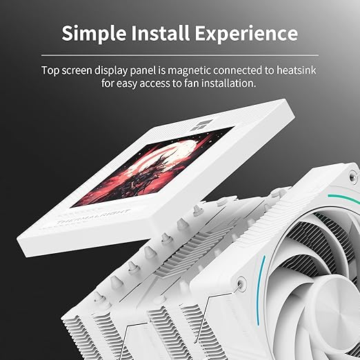 Thermalright Phantom Spirit 120 Vision Snow CPU Air Cooler, Twin Tower Radiator 2150RPM Speed,480x480 Resolving Power IPS Screen with 3.95in,Computer Cooler for Intel lga1851/1700/115x,AM4/AM5