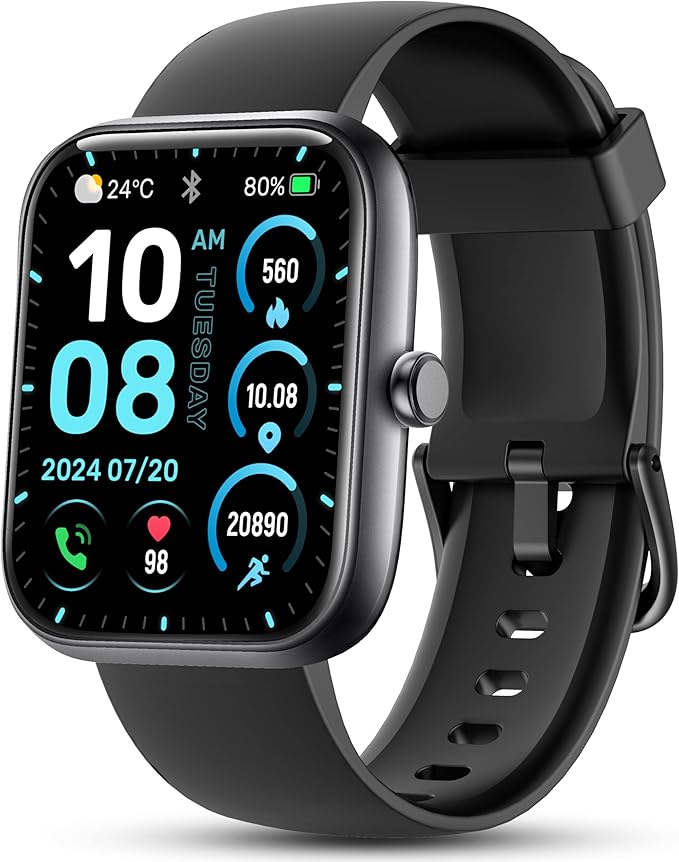 Smart Watch, 1.83'' Smartwatch Women Men Answer Make Calls, Alexa Fitness Watch, IP68 Waterproof Fitness Tracker Watch, Heart Rate Monitor, 100+ Sports Pedometer Watch, Timer for android & iOS Phone