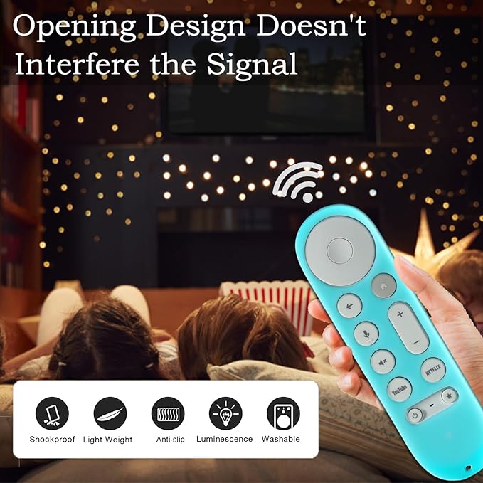 Silicone Protective Sleeve Set for Google TV Streamer 4K 2024 Chromecast TV Streamer 4K Host Box and Voice Remote Glow in The Dark Glow Sky Blue