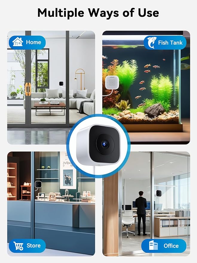 Outinput Window Camera, 2K 3MP WiFi Security Camera for Home Security, AI Color Night Vision, Motion Detection with Instant Alerts, 24/7 Recording, App Control, Works with Glass Window