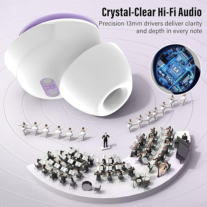 Sleep Earbuds Bluetooth 5.4 in Ear Smart Touch Screen Headphones, 48H Noise Cancelling Ear Buds with 5 EQ Modes, Mini Wireless Headphones Small Design for Side Sleepers, Clear Calls Earphones, IPX7