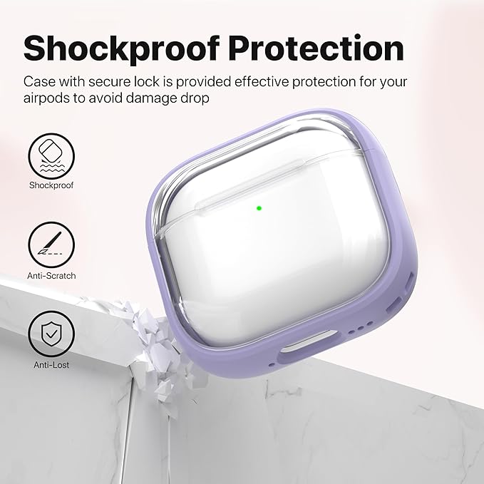Valkit Compatible AirPods 4 Case Cover, Soft TPU Airpods 4th Generation Case with Cleaner Kit, Shockproof Protective Cases with Keychain for Apple AirPods 4 Gen Cases for Women Men(Purple Clear)