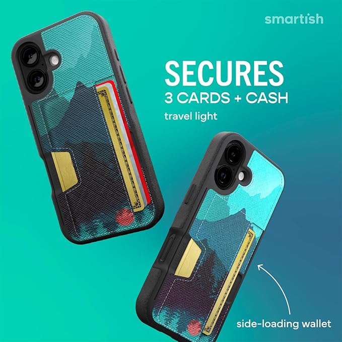 Smartish® iPhone 17 Wallet Case - Wallet Slayer Vol. 2 [Slim + Protective] Credit Card Holder w/Kickstand - Drop Tested Hidden Card Slot Cover for Apple iPhone 17 - Moving Mountains