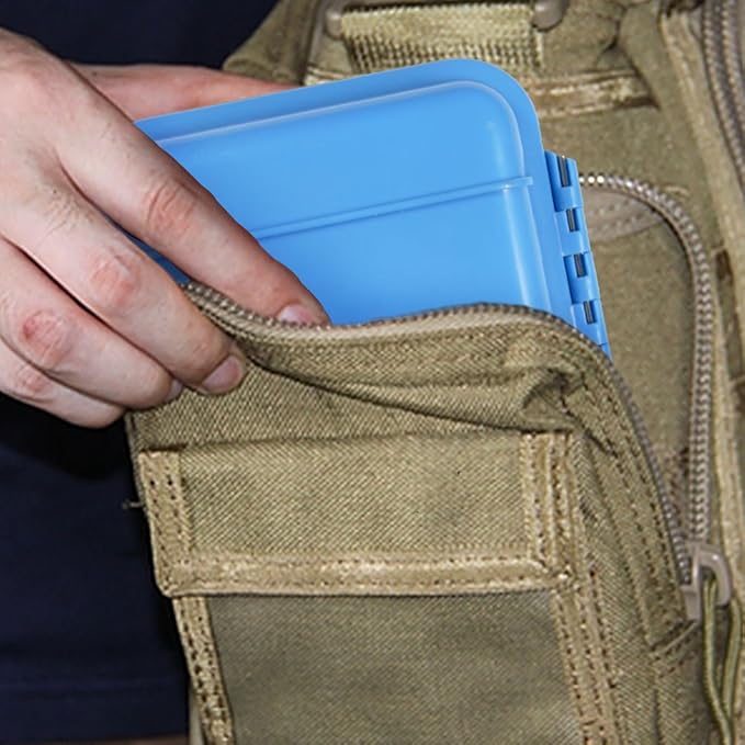 VGEBY1 Box Shockproof Dry Storage Box, Hard Plastic Protective Grip Carry Touch Phone Case + Foam + Handle for Fishing Camping Hiking (Big-Blue)