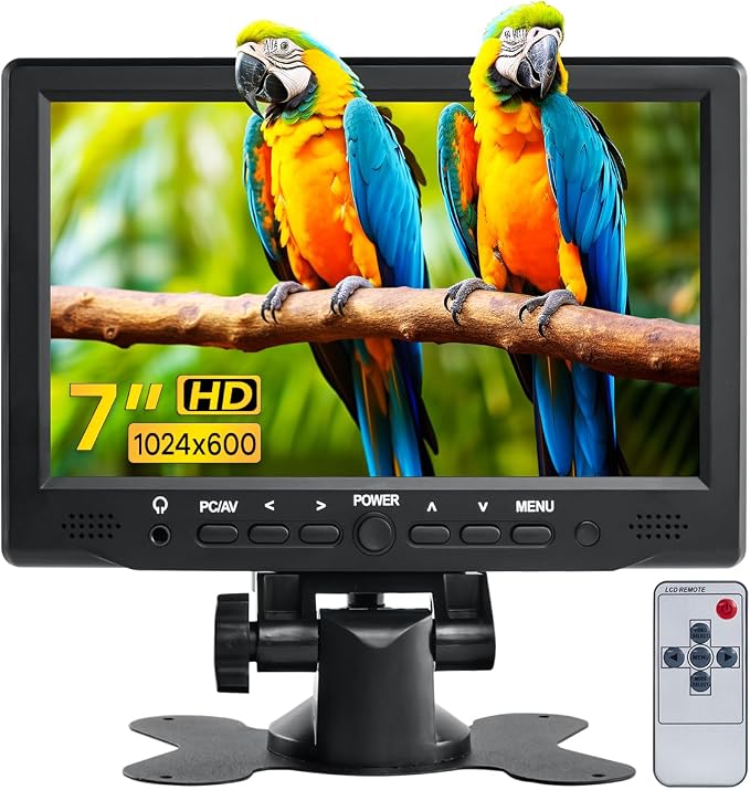 Hosyond 7 inch Small Monitor TFT LCD Display 1024X600 HDMI Mini Portable Screen for PC/TV/Camera/Gaming/Raspberry Pi