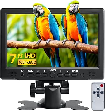 Hosyond 7 inch Small Monitor TFT LCD Display 1024X600 HDMI Mini Portable Screen for PC/TV/Camera/Gaming/Raspberry Pi