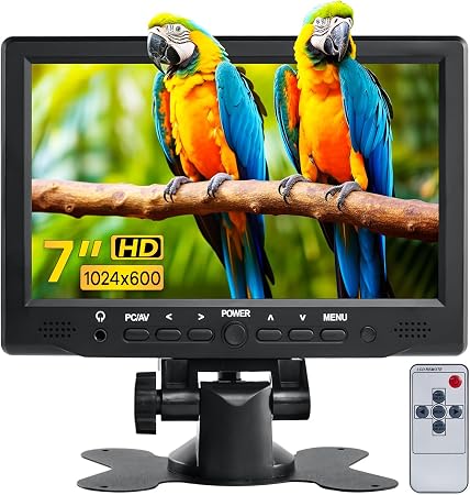 Hosyond 7 inch Small Monitor TFT LCD Display 1024X600 HDMI Mini Portable Screen for PC/TV/Camera/Gaming/Raspberry Pi