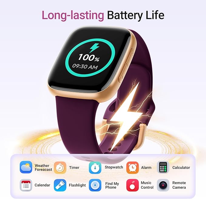 Fitpolo Smart Watch for Women, 1.85" AMOLED Fitness Tracker with Bluetooth Call, Heart Rate/Sleep/SPO₂ Monitor, 100+ Sports Modes, 3ATM Waterproof Smartwatch for Android/iPhone, Includes 2 Bands